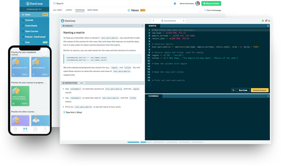 Screenshots of our platforms